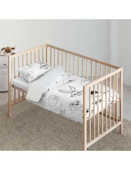 Bettbezug für Babybett Looney Tunes Looney B&W 115 x 145 cm