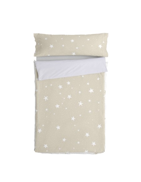 Quilt Cover without Filling HappyFriday Basic Kids Little star Beige 105 x 200 cm