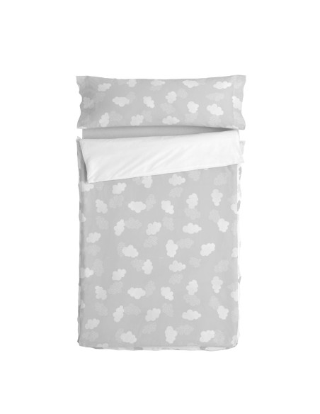 Quilt Cover without Filling HappyFriday Basic Kids Clouds Grey 90 x 200 cm