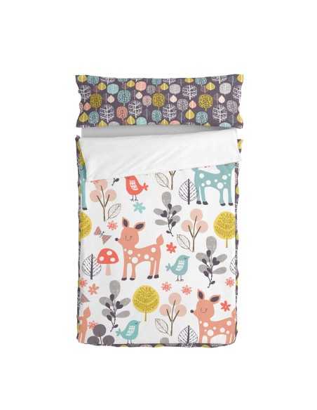 Quilted Zipper Bedding HappyFriday Moshi Moshi Woodland Multicolour 90 x 200 cm