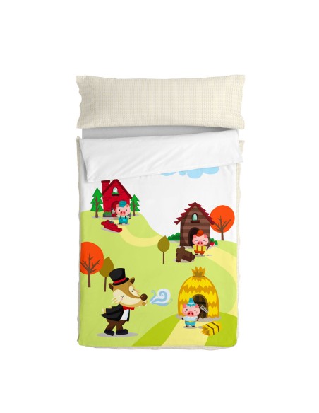 Quilted Zipper Bedding HappyFriday Mr Fox Piggys Multicolour 105 x 200 cm