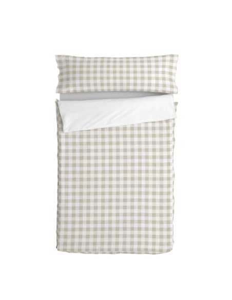 Quilted Zipper Bedding HappyFriday Basic Beige 105 x 200 cm Gingham