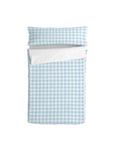 Quilted Zipper Bedding HappyFriday Basic Blue 105 x 200 cm Gingham