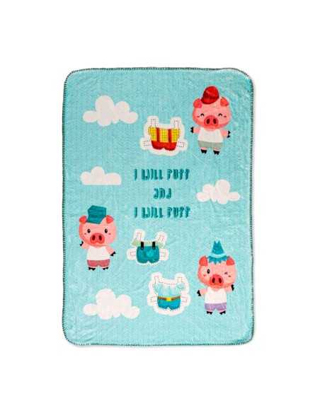 Coperta HappyFriday Mr Fox Piggys Multicolore Microfibra 110 x 140 cm