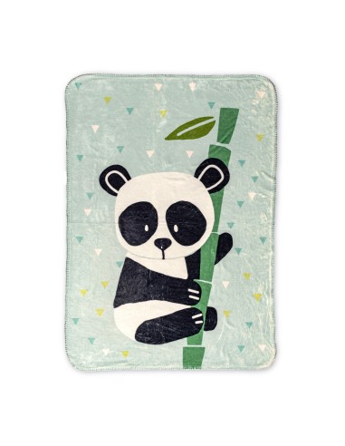 Couverture HappyFriday Moshi Moshi Panda Garden Blue Multicouleur Microfibre 110 x 140 cm