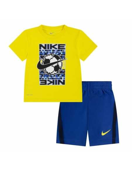 Ensemble de Sport pour Enfants Nike Df Icon Jaune Bleu Multicouleur 2 Pièces