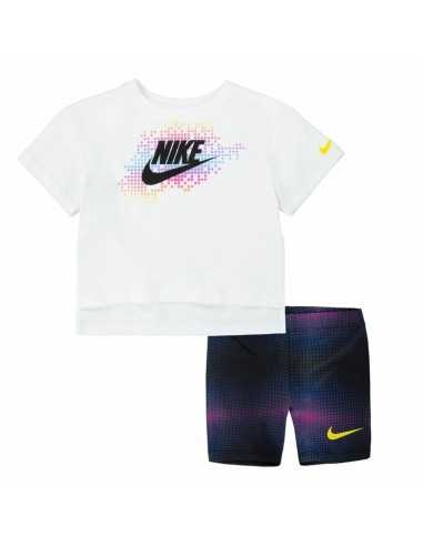 Completo Sportivo per Bambini Nike Aop Bike Azzurro Bianco Multicolore 2 Pezzi