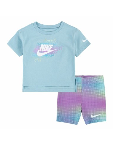 Completo Sportivo per Bambini Nike Aop Bike Azzurro Multicolore Lilla 2 Pezzi