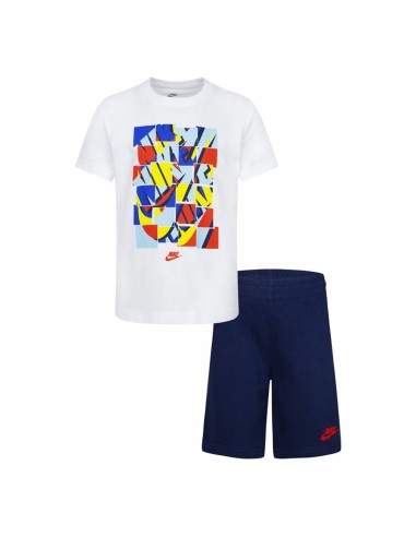 Completo Sportivo per Bambini Nike Nsw Add Ft Short Azzurro Bianco Multicolore 2 Pezzi