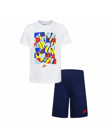 Completo Sportivo per Bambini Nike Nsw Add Ft Short Azzurro Bianco Multicolore 2 Pezzi