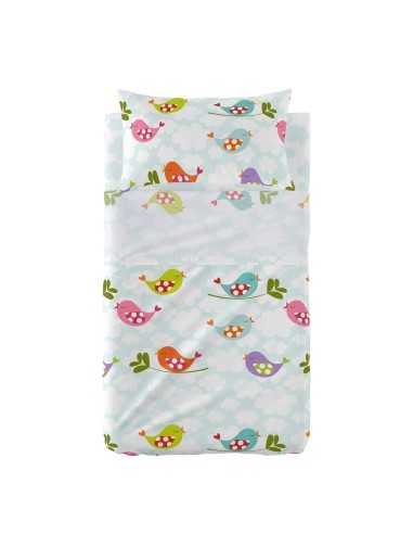 Cot Bedding Set HappyFriday Mr Fox Little Birds Multicolour Baby Crib 2 Pieces