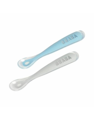 Cucchiaio per bambini Béaba Grigio Silicone 2 Pezzi