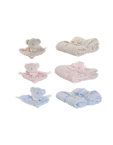 Coffret Bébé Home ESPRIT Bleu Beige Rose Polyester (3 Unités)