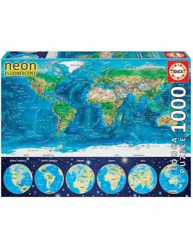 Puzzle Educa World Map Neon 16760.0 1000 Stücke