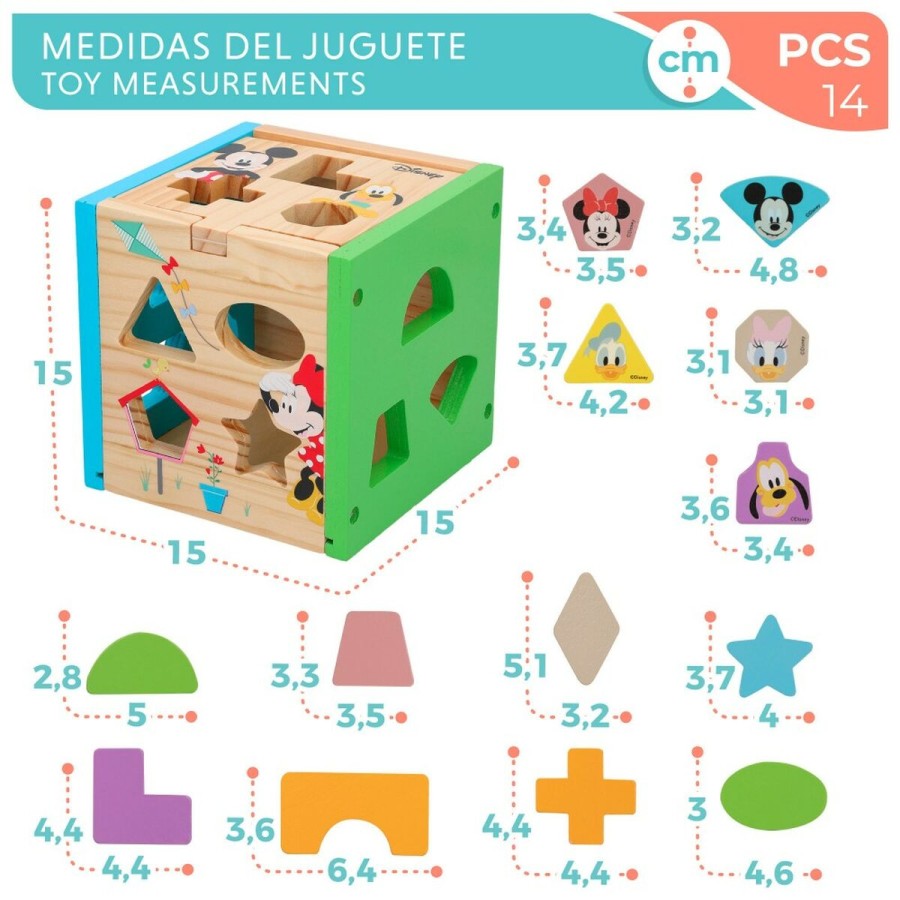 Puzzle di Legno per Bambini Disney 14 Parti 15 x 15 x 15 cm (6 Unità)