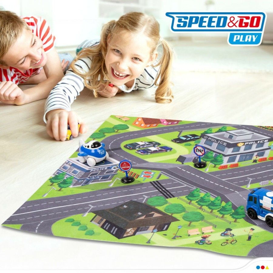 Spielmatte Speed & Go Zubehör Fahrzeuge Straße Stoff Kunststoff (6 S