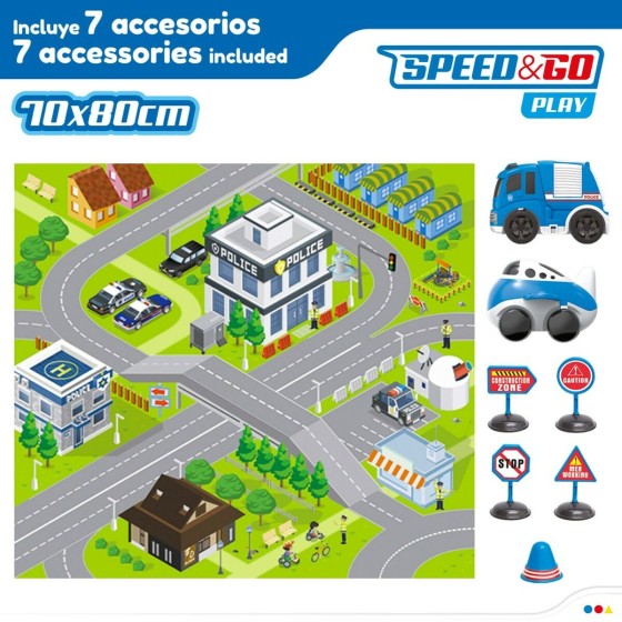 Tapis de jeu Speed & Go Accessoires Voitures Route Tissu Plastique (6