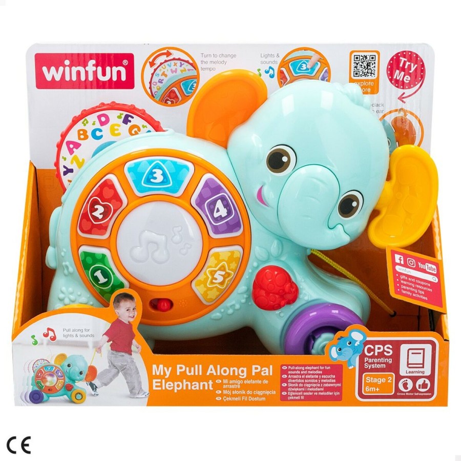 Spielzeug zum Ziehen Winfun Elefant 26 x 19 x 8,5 cm (2 Stück)