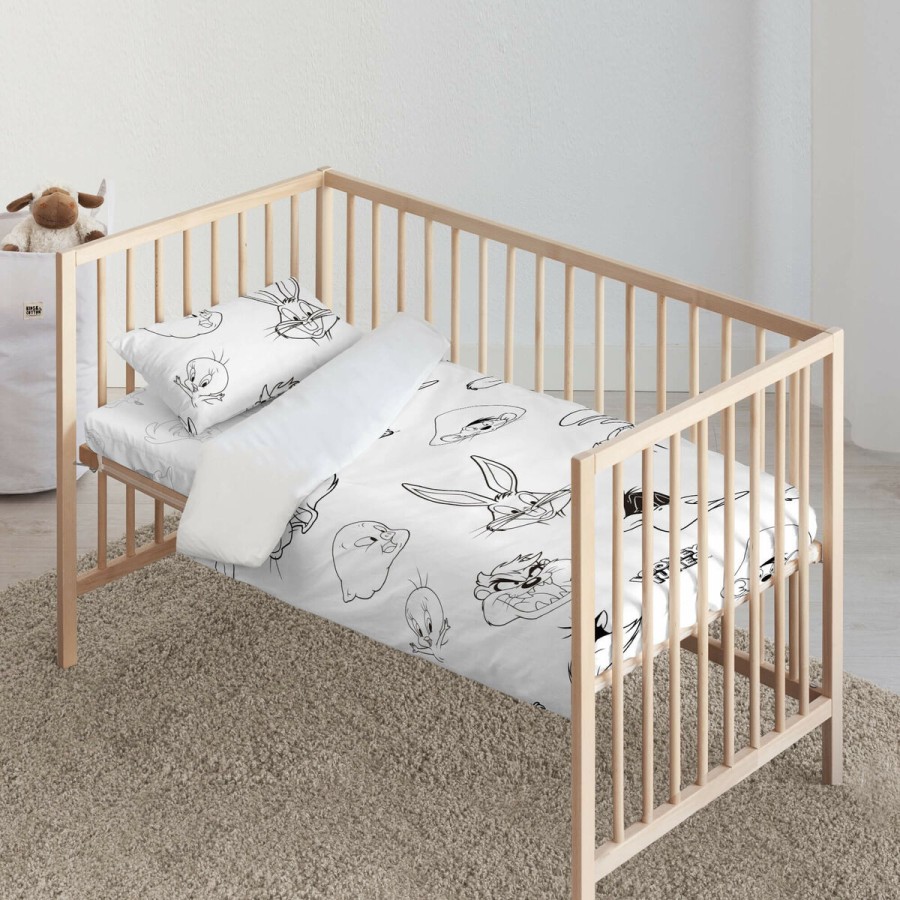 Bettbezug für Babybett Looney Tunes Looney B&W 100 x 120 cm
