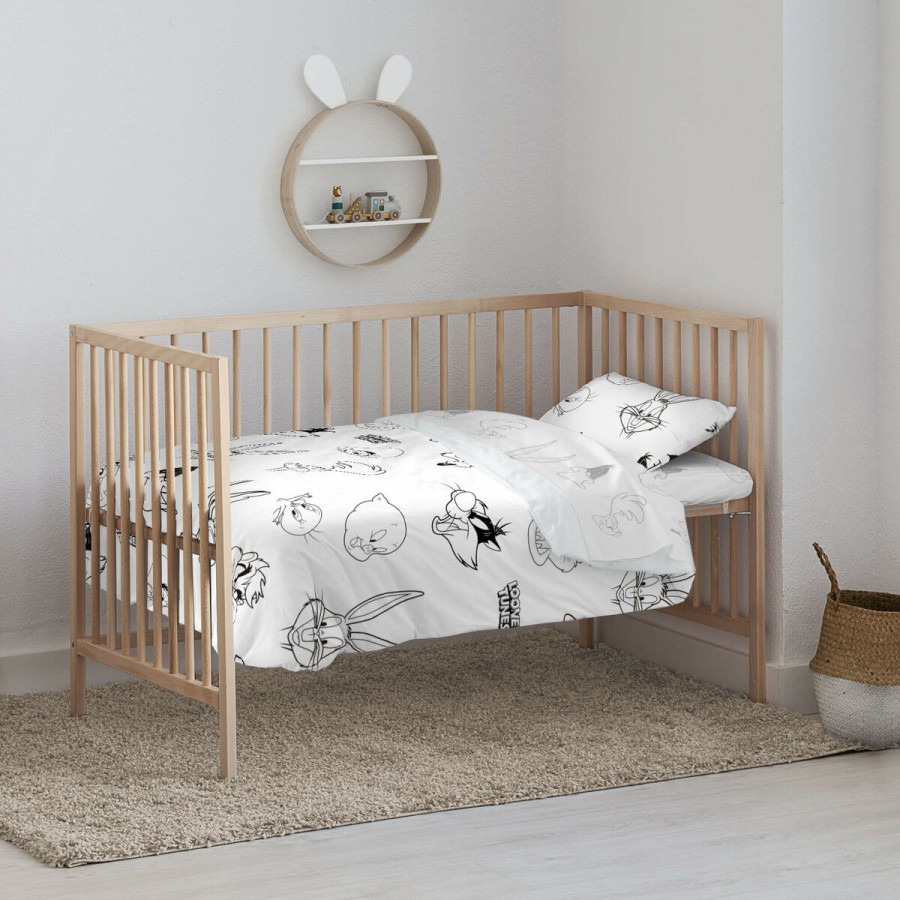 Bettbezug für Babybett Looney Tunes Looney B&W 115 x 145 cm
