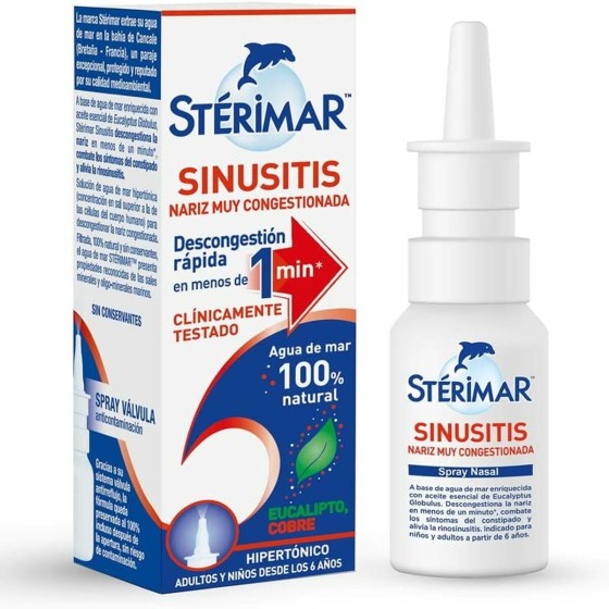 Spray nasal Stérimar Sinusitis Eau salée Décongestionner 20 ml