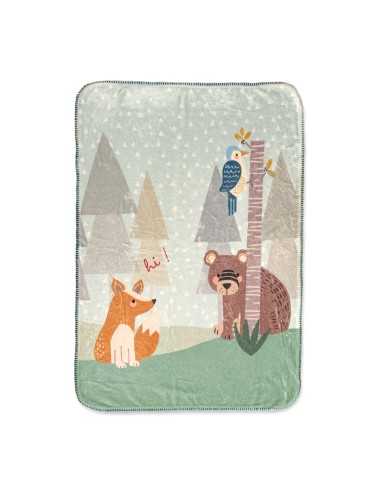 Couverture HappyFriday Moshi Moshi Harvestwood Multicouleur Microfibre 110 x 140 cm