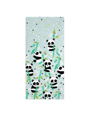 Bath towel HappyFriday Moshi Moshi Panda Garden Blue Multicolour 70 x 150 cm