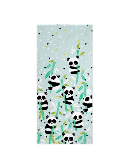 Bath towel HappyFriday Moshi Moshi Panda Garden Blue Multicolour 70 x 150 cm