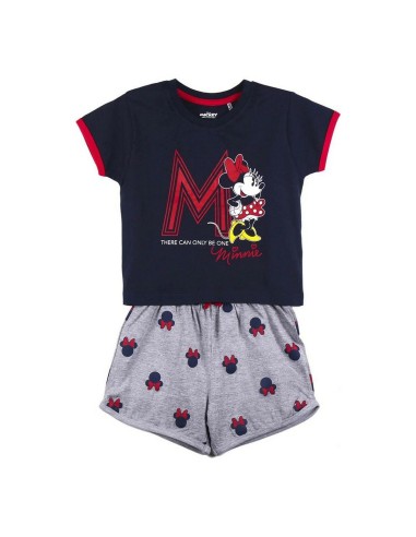 Sommer-Schlafanzug Minnie Mouse Dunkelblau Grau