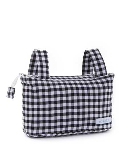 Organizer bag for baby stroller Mi bollito Black Gingham 15 x 18 x 45 cm