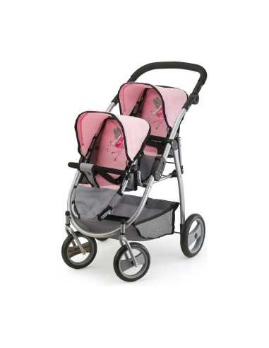 Doll Stroller Reig Grey Pink Twinned