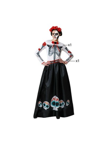 Costume per Adulti Scheletro Messicano Multicolore (XS/S)