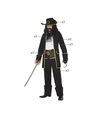 Costume for Adults Pirate Black XL (5 Pieces) (5 Units)