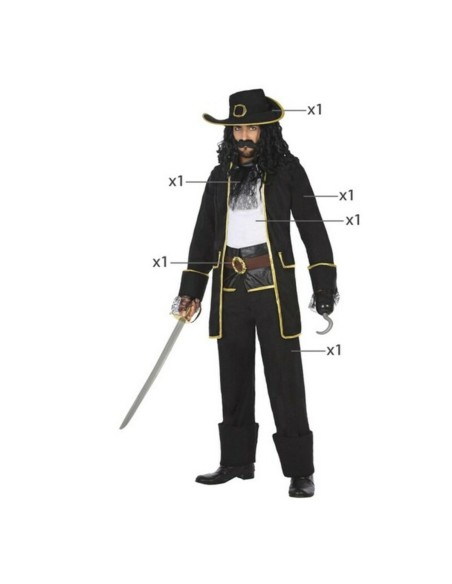 Costume for Adults Pirate Black XL (5 Pieces) (5 Units)