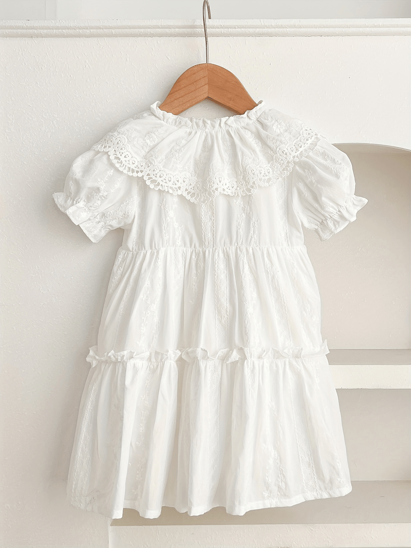 Mädchen Vintage-Kleid Spitze Patchwork-Kragen Sommer