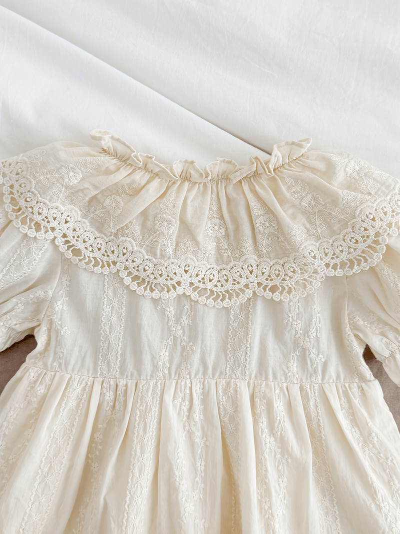 Mädchen Vintage-Kleid Spitze Patchwork-Kragen Sommer