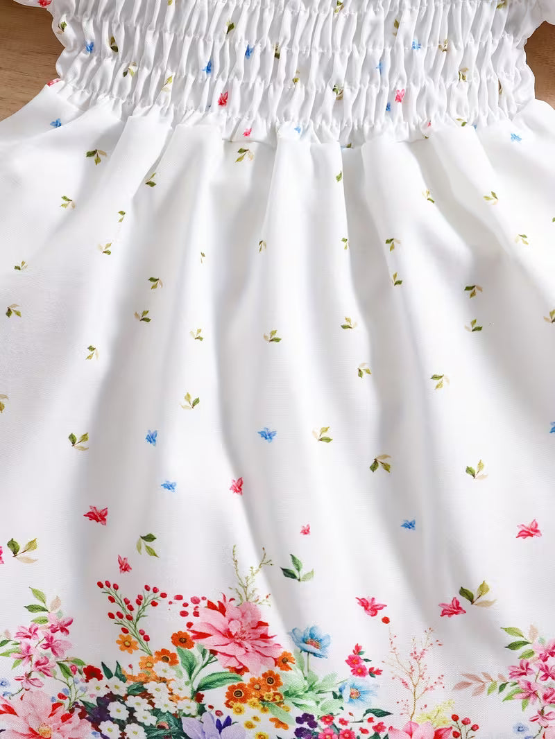 Baby Prinzessinnenkleid Set mit Hut Blumenmuster