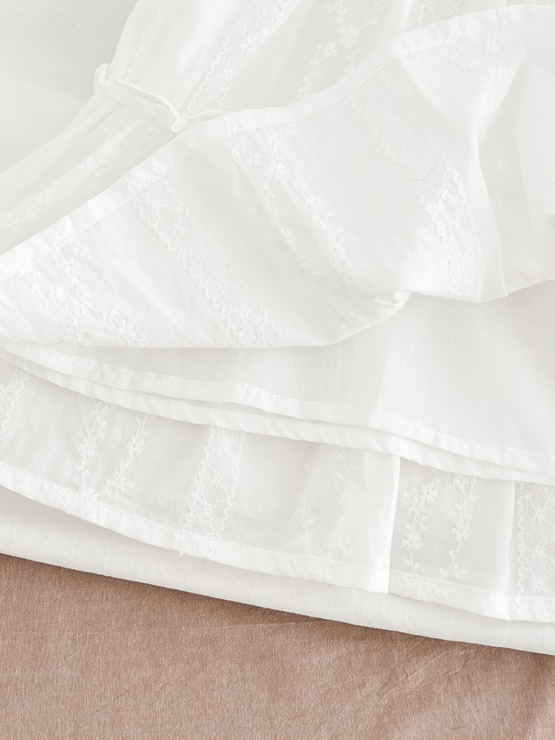 Mädchen Vintage-Kleid Spitze Patchwork-Kragen Sommer