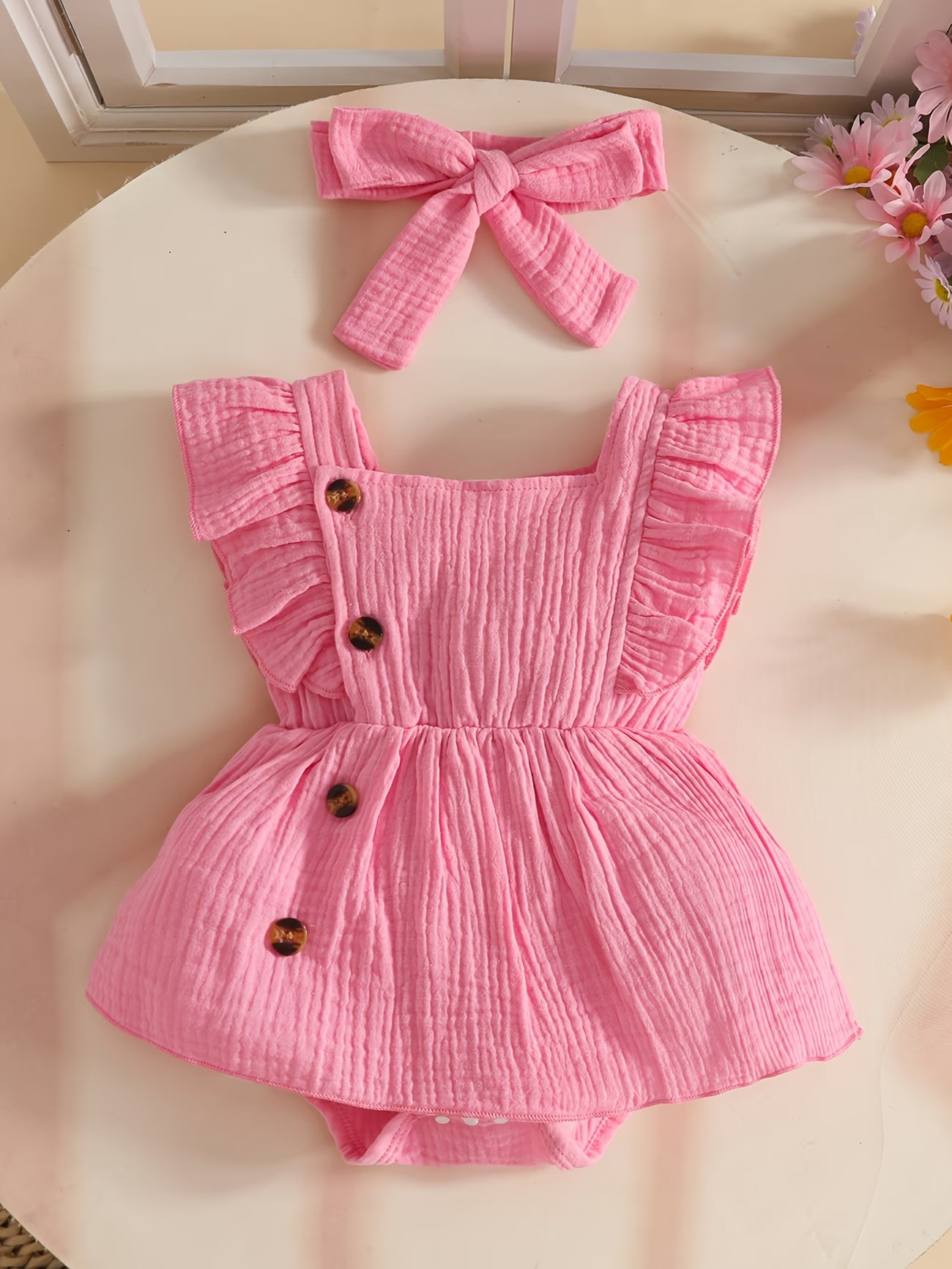 Baby Chiffonkleid Rüschenärmel Neugeborene