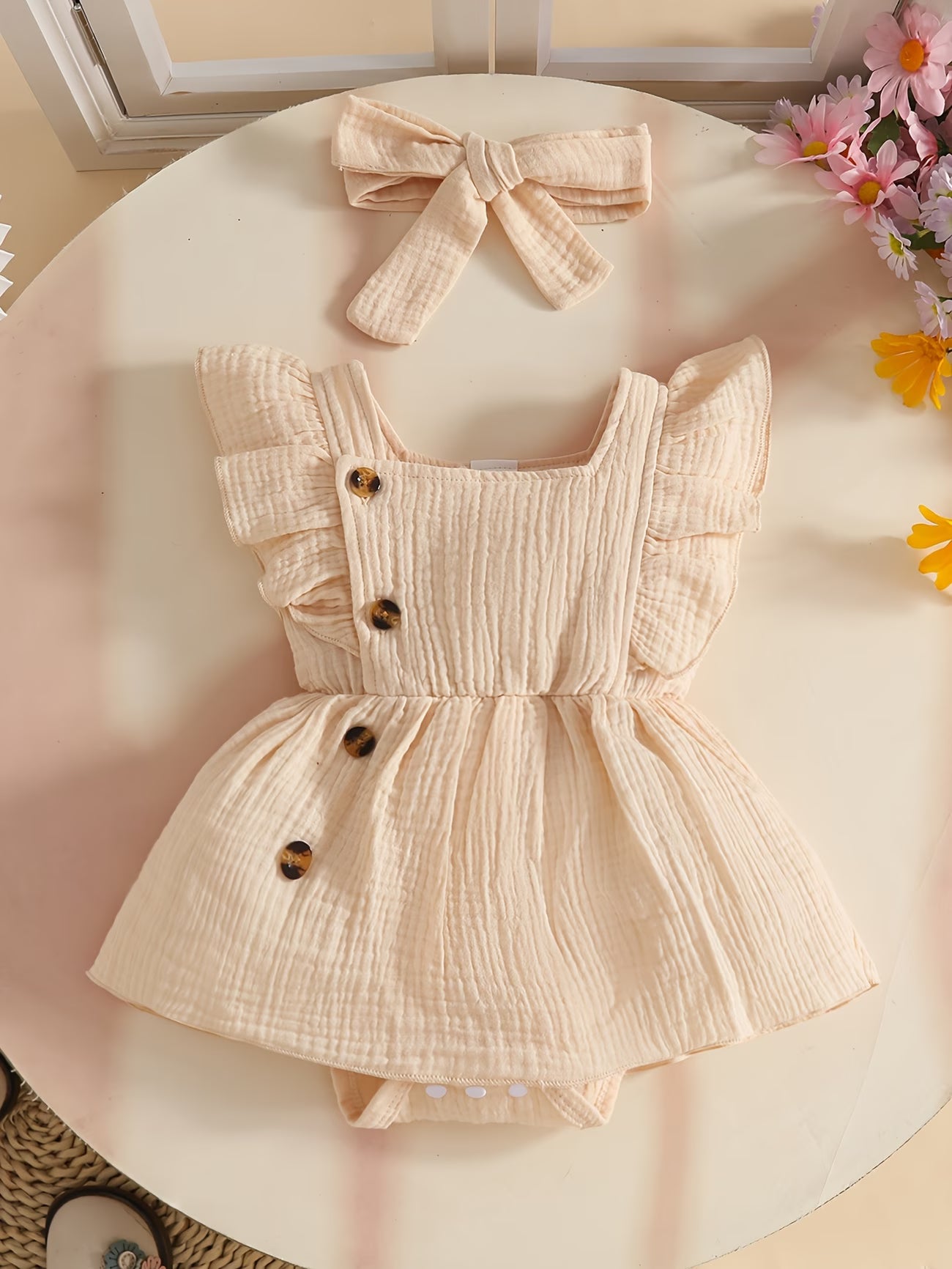 Baby Chiffonkleid Rüschenärmel Neugeborene