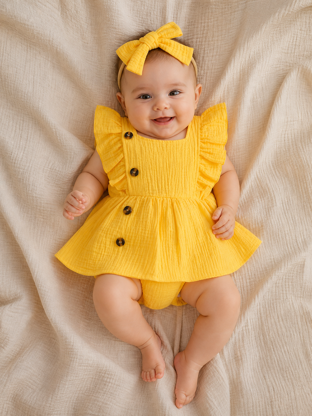Baby Chiffonkleid Rüschenärmel Neugeborene