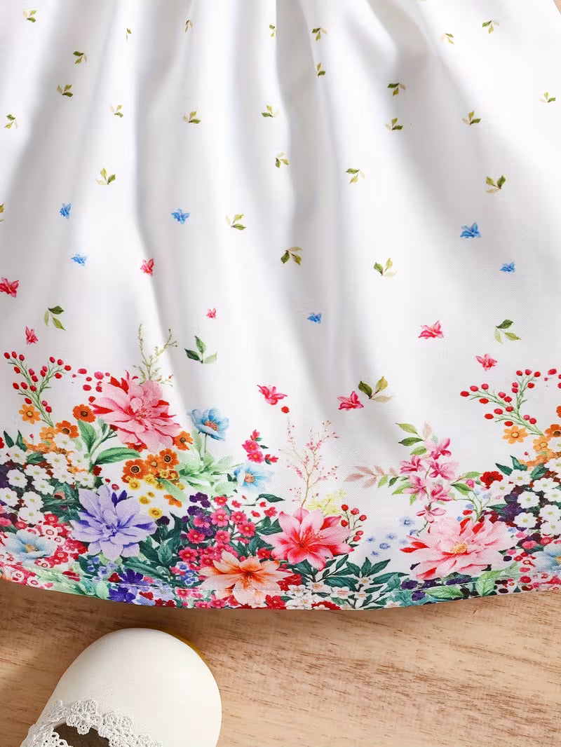 Baby Prinzessinnenkleid Set mit Hut Blumenmuster