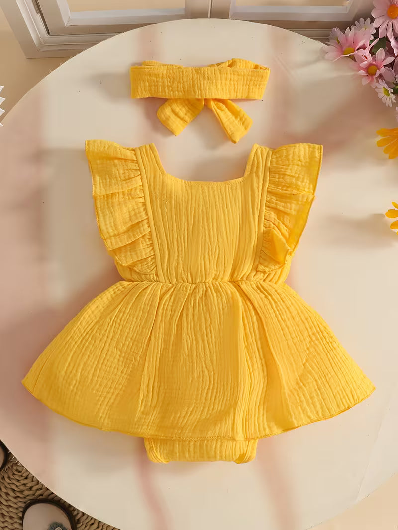 Baby Chiffonkleid Rüschenärmel Neugeborene