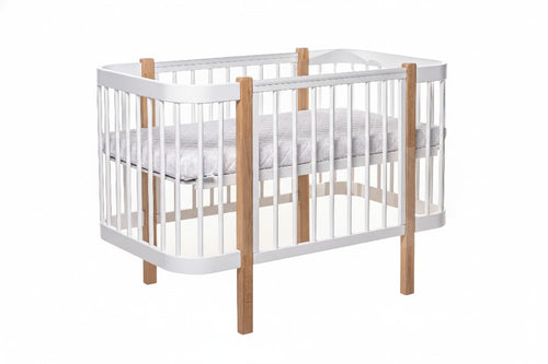 Baby Crib ELIN with Mattress - Natural/White