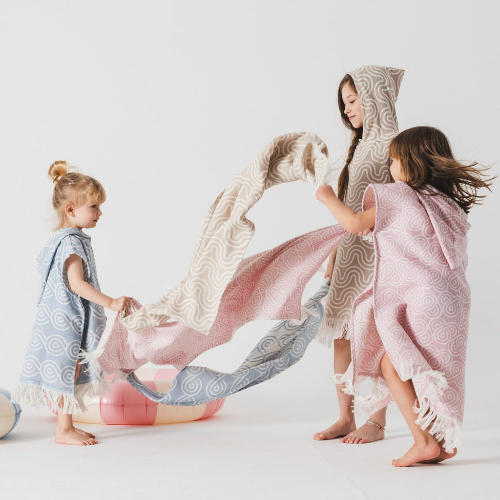 Bamboo Kids Bath Poncho - Sand