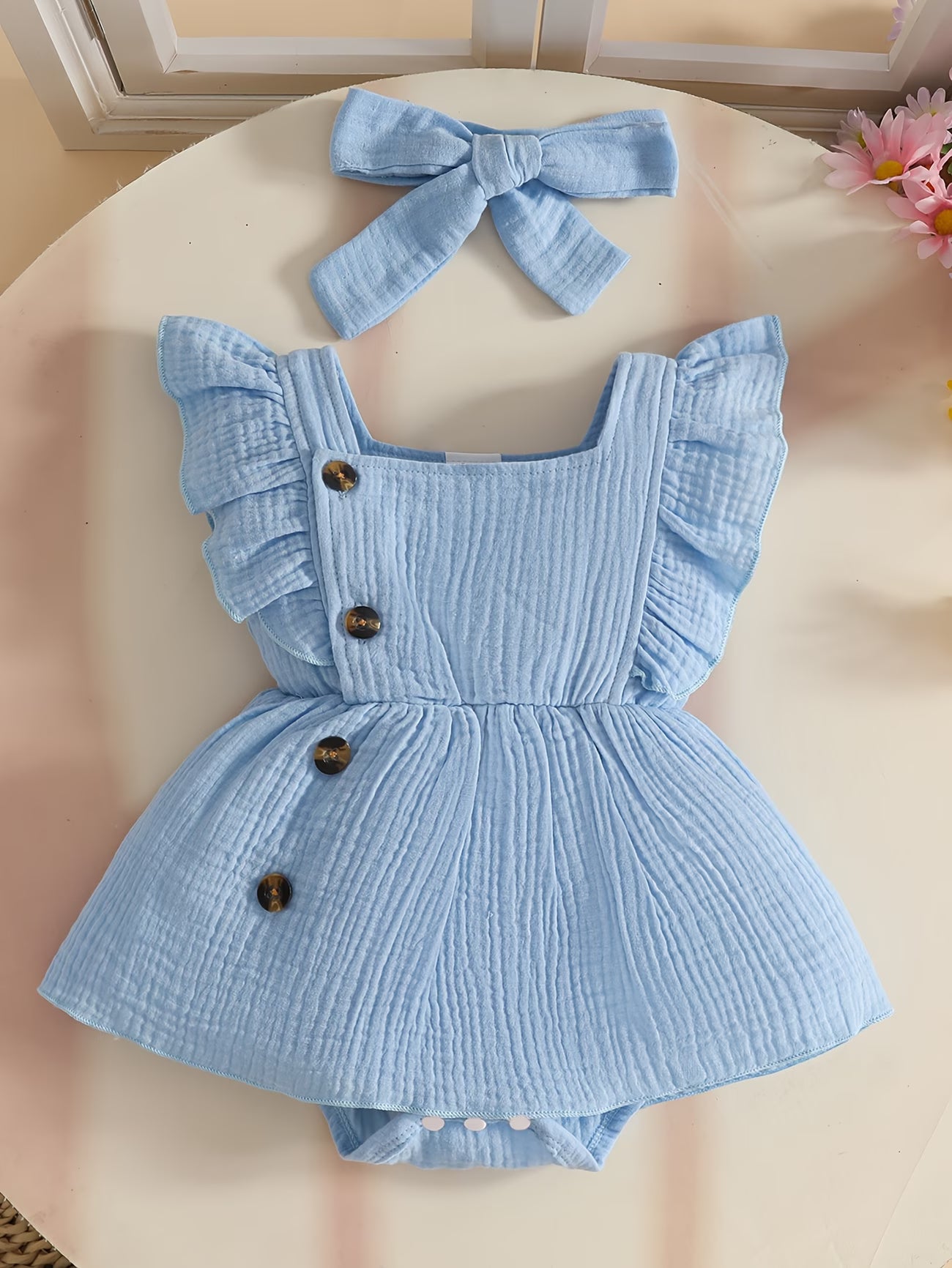 Baby Chiffonkleid Rüschenärmel Neugeborene