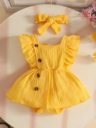 Baby Chiffonkleid Rüschenärmel Neugeborene
