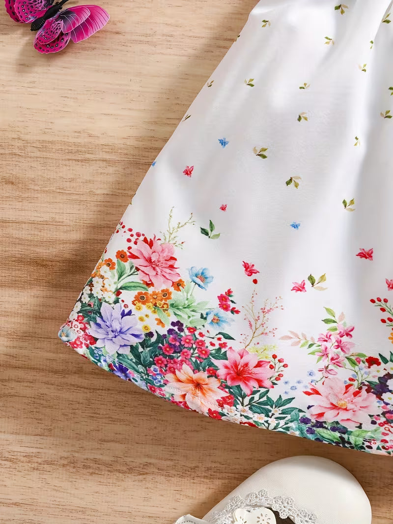 Baby Prinzessinnenkleid Set mit Hut Blumenmuster