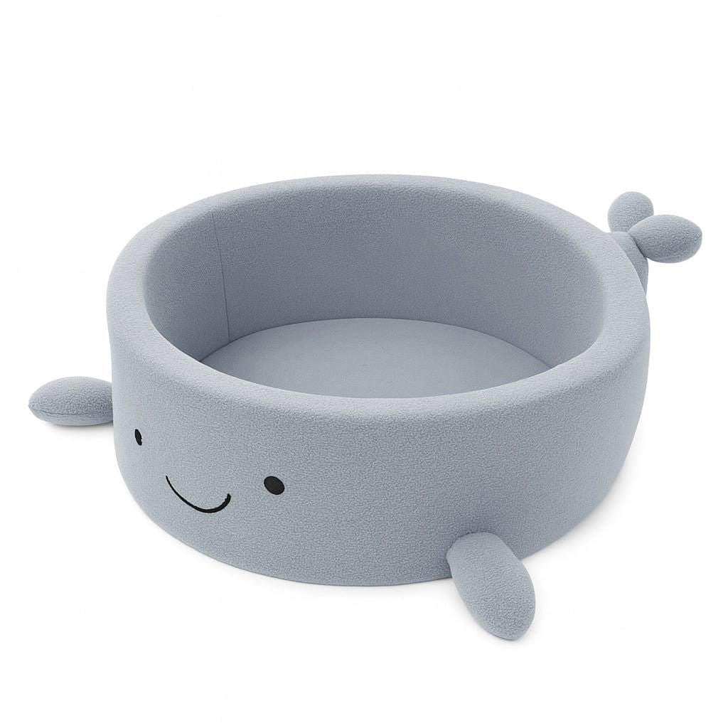 Foam Baby Ball Pit Without Balls - Whale Dusty Ice Blue Boucle