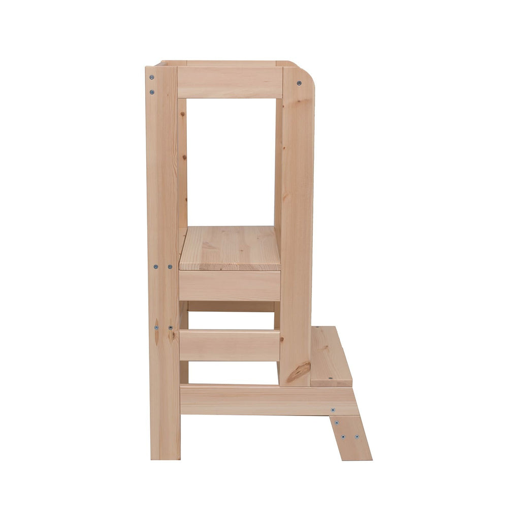 MeowBaby Wooden Kitchen Helper for Children - Natural
